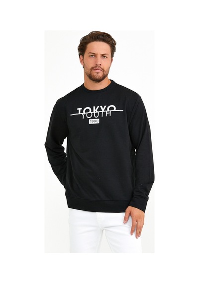 Erkek Bisiklet Yaka Regular Fit Tokyo Basklı Sweatshirt Spr22sw1 001
