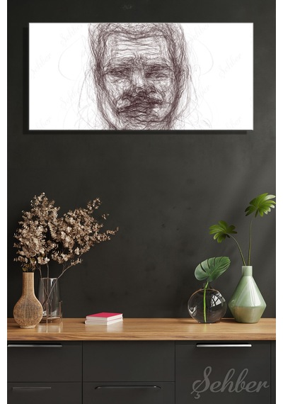 Siyah-beyaz Soyut Bir İnsan Portresi Çizimi Scribble Art Yatay Kanvas Tablo 4322 Çok Renkli