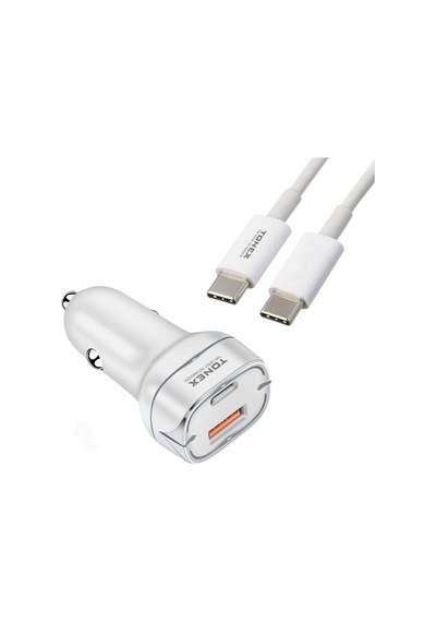 Tonex Ta-38w 2 Girişli Type-c To Type-c Kablolu Araç Şarjı Işıklı -