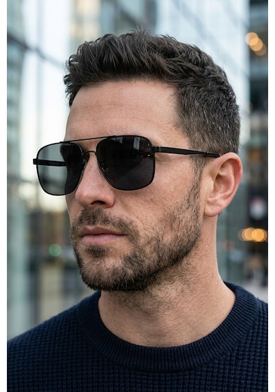 Di Caprio Dc3053black Siyah Modern Square Polarize Camlı Erkek Güneş Gözlüğü