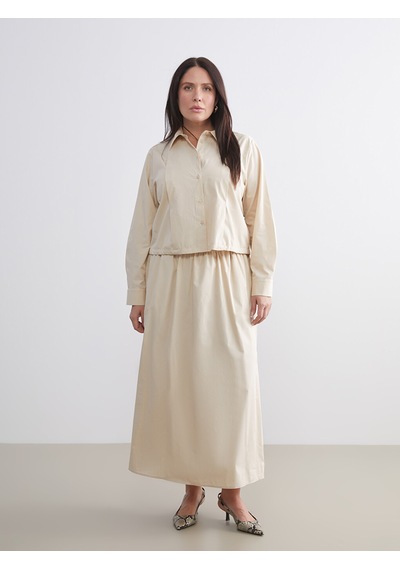 Lcwaıkıkı Classic Bej Poplin Kadın Gömlek