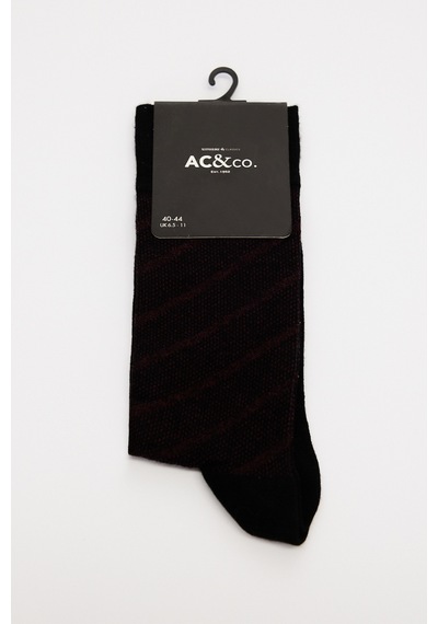 AC&Co / Altınyıldız Classics Erkek Sıyah-bordo Desenli Bambu Tekli Çorap Sıyah-bordo