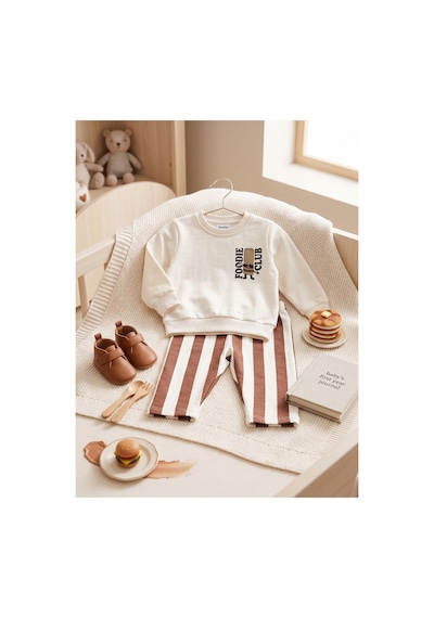 Deniva Kids Erkek Çocuk %100 Pamuklu Çizgili Pantolonlu Sweatshirt Kreş Takımı 2'li Set Kahverengi Deniva Kids Erkek Çocuk %100 Pamuklu Çizgili Pantolonlu Sweatshirt Kreş Takımı 2'li Set Kahverengi