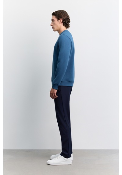 Avva Erkek İndigo Bisiklet Yaka 3 İplik Şardonlu -5 Dereceye Dayanıklı Regular Fit Sweatshirt A62y1291