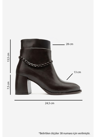 Luvi Shoes Denny Kahverengi Cilt Kadın Kalın Topuklu Bot