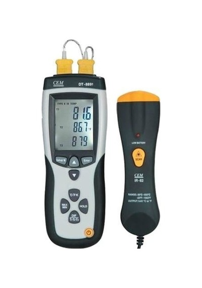 Dt 8891 Çift Termokupl Girişli Ve Lazerli Termometre