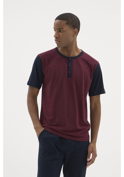 Kocabey 2205 Erkek Battal Midi Yaka Pijama Takım Bordo