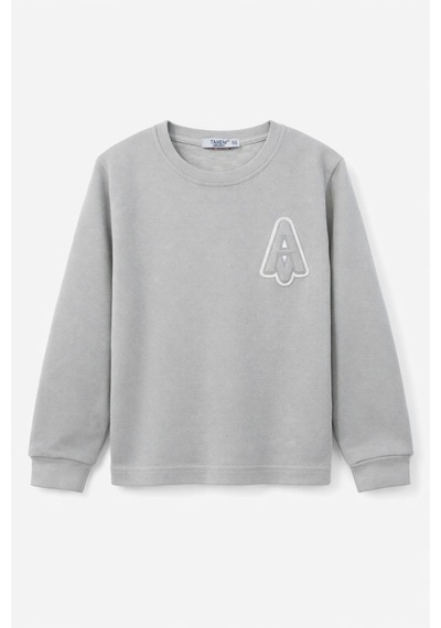 Tanem Kids Erkek Çocuk Jakarlı Örme Sweatshirt Gri