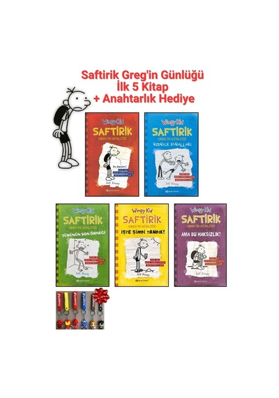 Saftirik Greg'in Günlüğü 1,2,3,4,5 - İlk 5 Kitap Set + Anahtarlık Hediyeli
