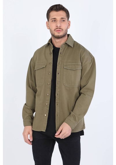 Erkek Oversize Jean Gömlek Haki 001