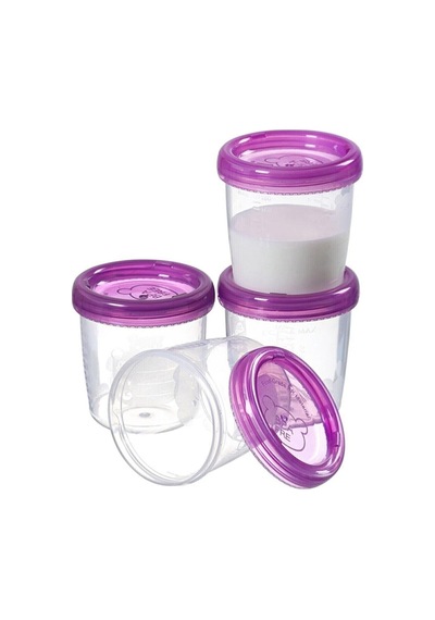 4'lü Ölçülü Sızdırmaz Saklama Kabı - Anne Sütü Bebek Beslenme Mama Kabı Seti 4x180 Ml Şeffaf