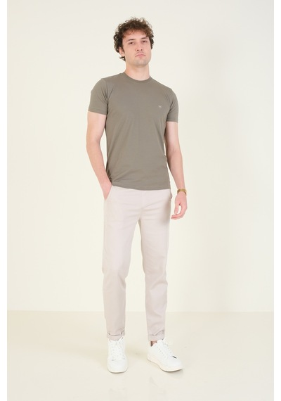 Giyim Dünyası Erkek Sıfır Yaka Basic T-shirt Haki 001