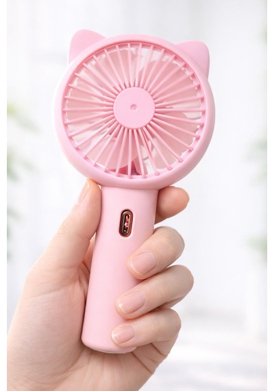 3 Modlu Şarjlı El Fanı 3 Kademe Seyahat Masaüstü Vantilatör Taşınabilir Mini Fan Pembe F136
