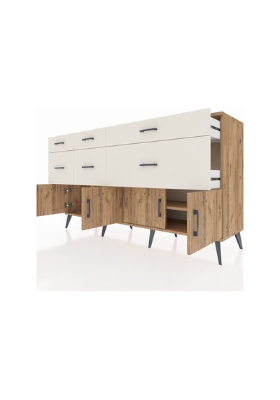 Kronos Konsol Tek Raflı 6 Çekmeceli 4 Kapaklı 176x59x99 Çam-çam/a Çam-çam/aytaşı