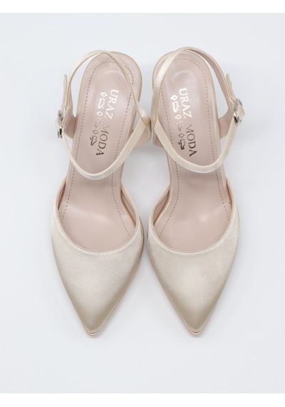 Nesilshoes Nesil Shoes Uraz 775 Ten Saten Arkası Açık Topuklu Kadın Ayakkabı