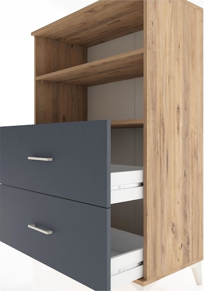 Hyperion Dolap 2 Raflı 2 Çekmeceli 88x44x134 Çam-antrasit Atlas Çam
