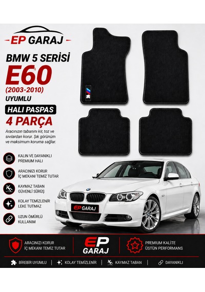 Bmw 5 Serisi E60 2003 2010 Uyumlu Halı Paspas Kalın Tip 4 Parça
