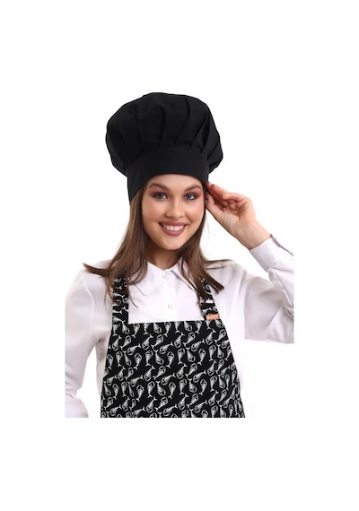 Siyah Aşçı Mantar Şapka - Unisex-Standart-Tek Parça