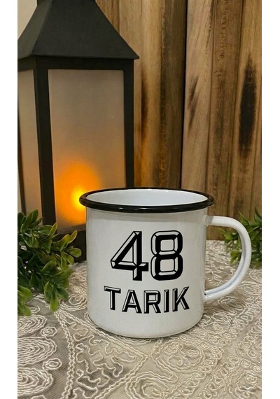 Kişiye Özel Siyah Beyaz Renk Tasarımlı Atatürk Portre Temalı Enamel Kupa Bardak Siyah - Beyaz