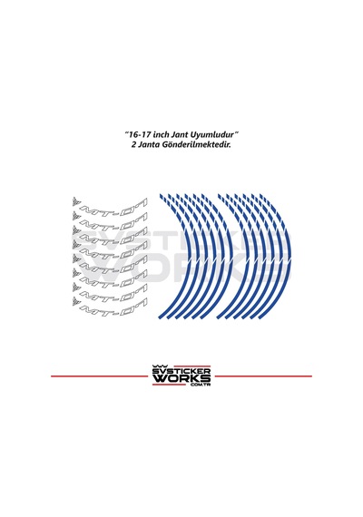 Yamaha Mt-07 Jant Sticker Dış Ve İç Set Sticker Jant Şeridi Mavi