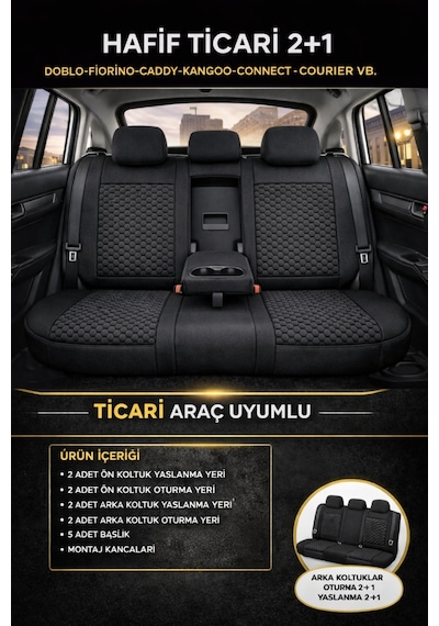 Ford Focus Trend 2012-2018 2+1 Arka Sırt Oturak Uyumlu Altay Serisi Füme Koltuk Kılıfı