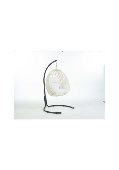 Giardino Furniture Findik Salincak Tek Kişilik El Örgüsü Makrome Salincak Natural Beyaz