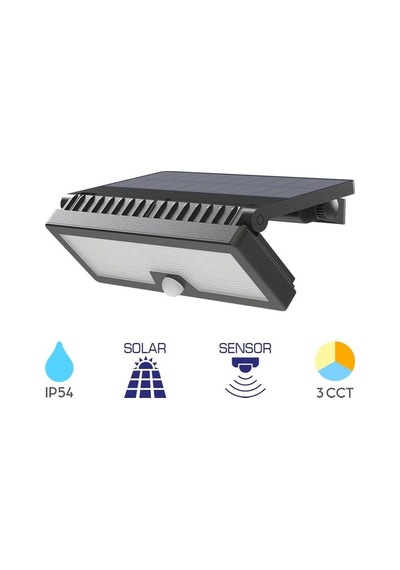 Solaris 10w Sensörlü Solar Led Duvar Apliği 3 Renk Seçenekli Beyaz