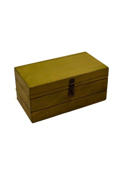 Yeşil Ahşap Kutu Asma Kilit Hediyeli 27cm X 12cm Genişlik 12cm Y