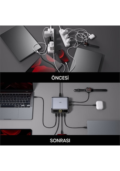 Aohi Magcube Masaüstü Usb Şarj İstasyonu, Gan+ 280w Hızlı Şarj Cihazı, Siyah-101104755