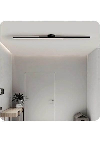 Laaysa Modern Tavan Koridor Aydınlatması Siyah Çubuk Led Günışığı Lineer Avize Armatür Ikili 100 Cm Siyah