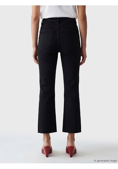 Lcw Jeans Siyah Yüksek Bel Crop Flare Kadın Jean Pantolon