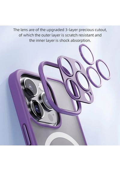 Rock Apple Uyumlu iPhone 15 Pro Max Kılıf Guard Touch Lens Korumalı Magsafe Anti Shock - Titanium Gray Titanium Gray