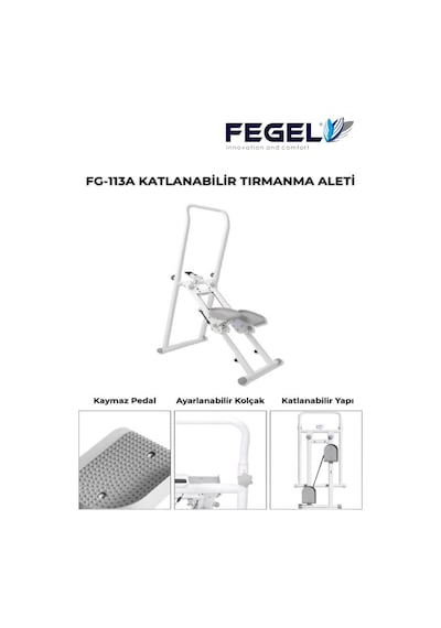 Fegel FG-113A Katlanabilir Ayarlanabilir Pedallı Dijital Sayaçlı Kardiyo Egzersiz Cihazı