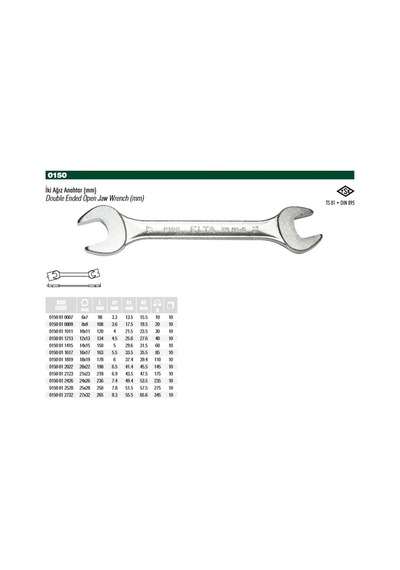 Elta 21x23 İki Ağız Anahtar 0150 01 2123
