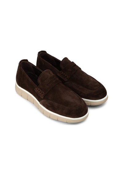 Deery Erkek Hakiki Süet Kahverengi Loafer Ayakkabı - 02045mkhve02