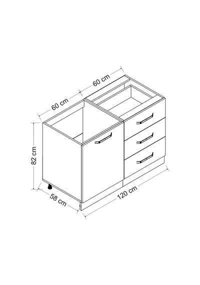 Minar 120 Cm Mutfak Dolabı Beyaz 120-B2-Alt Modül Beyaz