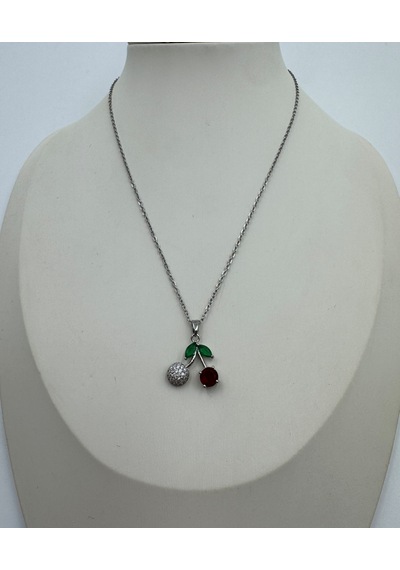 Cherry Işıltı Kiraz Figürlü Gümüş Renk Kadın Kolye Kırmızı Taşlı Yeşil Yaprak Detaylı Işıltılı Kiraz Kolye 316l Paslanmaz Çelik Renkli Cherry Işıltı Kiraz Figürlü Gümüş Renk Kadın Kolye Kırmızı Taşlı Yeşil Yaprak Detaylı Işıltılı Kiraz Kolye 316l Paslanmaz Çelik Renkli