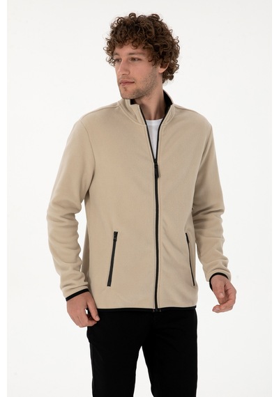 U.S. Polo Assn. Erkek Regular Fit Koyu Bej Polar Örme Hırka 50313779-VR088