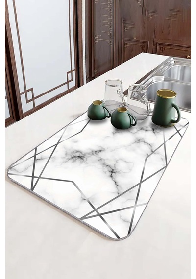 Beyaz Prizma Microfiber Bulaşık Kurutma Kurulama Matı Mm011