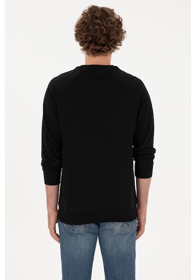 U.S. Polo Assn. Erkek Regular Fit Bisiklet Yaka Siyah İnce Basic Sweatshirt 50313752-VR046