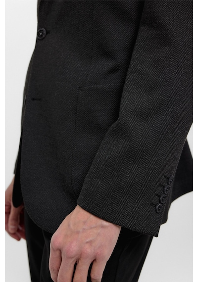 Süvari Siyah Regular Fit Mono Yaka 6 Drop Ceket-33764 Siyah