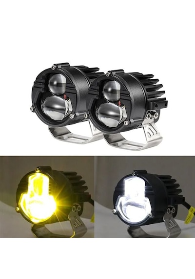 Laser Sarı Beyaz Çift Renk 100 W Motosiklet Sis Far Takımı