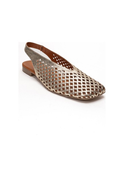 Luvishoes Delızıa Altın Hakiki Deri Önü Kapalı Lazer Kesim Kadın Sandalet