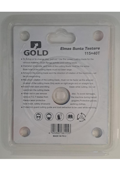 Sunta - Ahşap Elmas Daire Testere - Gold Elmas Testere 115 Lik Tct 115 Mm X 40 T X 22.23 Mm