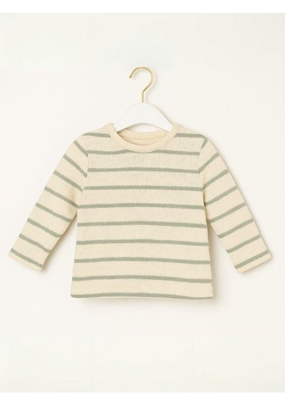 Nanica Kids Erkek Çocuk Çizgili Örme Uzun Kol T-shirt-15732 YESIL