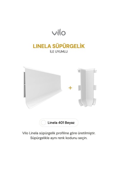 Vilo Süpürgelik İç Köşe Aparatı 2 Adet Linela 401 Beyaz Uyumlu