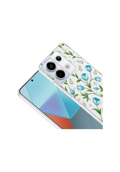 Redmi Note 13 Pro 5g Kılıf Kamera Korumalı Desenli Zore Klip Kapak - Mavi Lale -