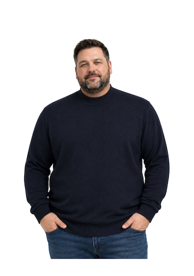Battalmoda Erkek Büyük Beden Lacivert Yarım Balıkçı Triko Kazak 3xl-4xl-5xl-6xl