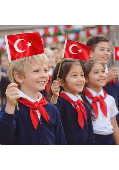 Saten Türk Bayrağı 15x22.5 Cm Parlak Kumaş Mini Bayrak 23 Nisan, Okul, Araç Ve Dekor İçin Tek Ebat