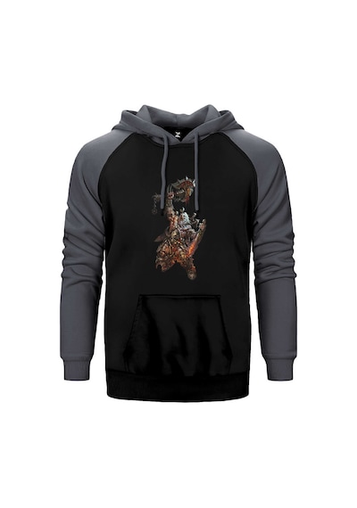 Diablo Iıı Hellfire World Of Warcraft Gri Renk Reglan Kol Kapşonlu Sweatshirt Gri
